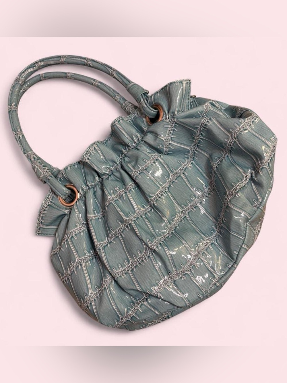 Y2K Baby Blue Ruffle Shoulder Bag - Picture 6 of 8